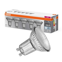 5x LED žárovka GU10 2.6W = 35W 230lm 4000K Neutrální bila 36° OSRAM Základna