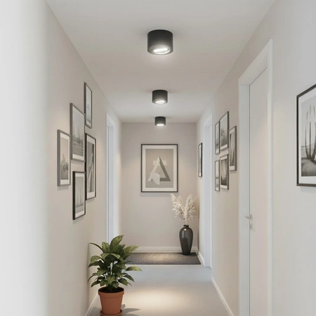 Povrchové Halogenové svítidlo, TUBA SPOT Nastavitelná Kulatá 50mm Černá AMAT-S + LED 5W 3000K LUMILED