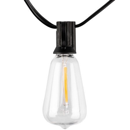 Solární zahradní girlanda 30x LED dekorativní žárovky 9,8 m 2700K Warm + PYRIS LUMILED dálkové ovládání