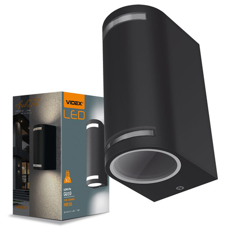 Zahradní nástěnné svítidlo Venkovní LED fasádní svítidlo 2x GU10 IP54 černé JUSTIN Videx