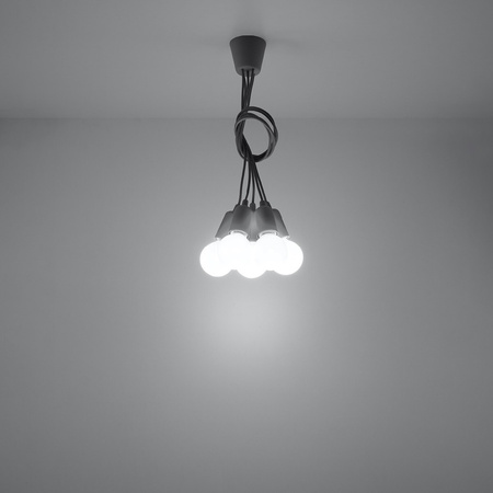 DIEGO LED závěsné stropní svítidlo 5xE27 šedé SOLLUX