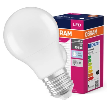 LED žárovka E27 A60 4,9W = 40W 470lm 4000K Neutrální 200° OSRAM