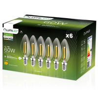 6x Žárovka LED Svíčka B35, E14 7W = 60W 806lm 4000K Neutralní bílá 360° Filament LUMILED