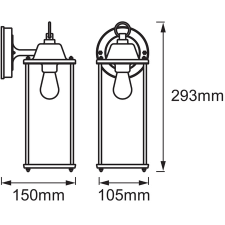 Venkovní zahradní nástěnná lampa E27 LANTERN ke STAŽENÍ Černá lampa Endura LEDVANCE