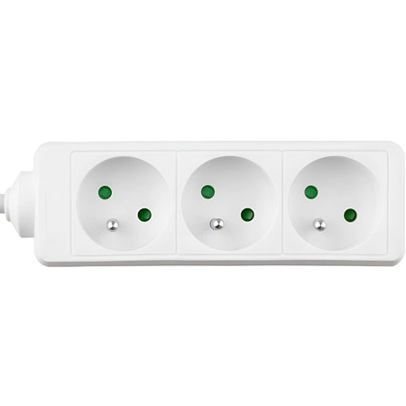 Síťová prodlužovací šňůra - zástrčka - 3x uzemněná zásuvka 1,5m 3x1mm 13A bílá