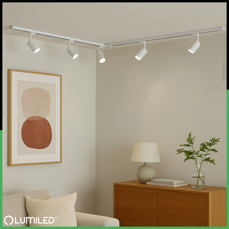 Osvětlovací lišta 2m + 6x reflektor lištový, GU10 Bílá RITI LUMILED