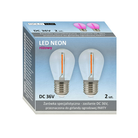 LED žárovka E27 FILAMENT 0.3W Pink pro PARTY GOLDLUX Girland (Polux) 2 SET.