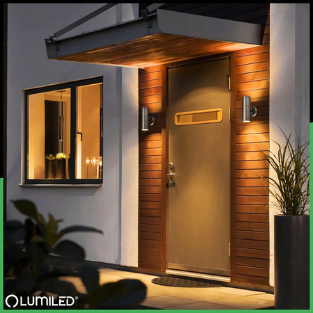 Zahradní nástěnná lampa GU10, IP44 nastavitelné nahoru a dolů Černá INOX LUMILED