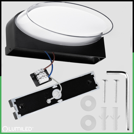 Zahradní nástěnná lampa 5W, 4000K IP54 Teplá bílá Černá SEVIA LUMILED