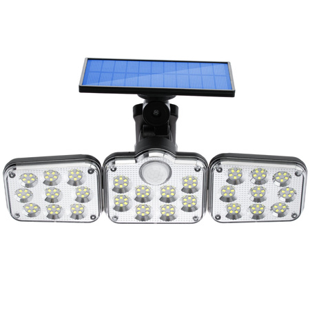 Solární Reflektor 138x LED 10W 480lm Studená bílá IP65 pohybový senzor + dálkové ovládání