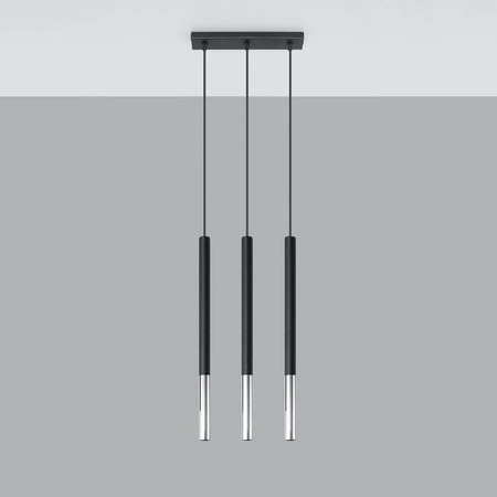 MOZAICA 3L 3xG9 Závěsné stropní svítidlo Elegant Black Chrome SOLLUX