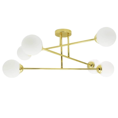 Stropní závěsné svítidlo 6xE27 GOLD PALLE Skleněná lustrová stínidla