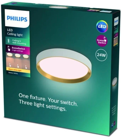 Stropní svítidlo LED Plafond 24W 2800lm 4000K SceneSwitch White|Gold Hanno Philips