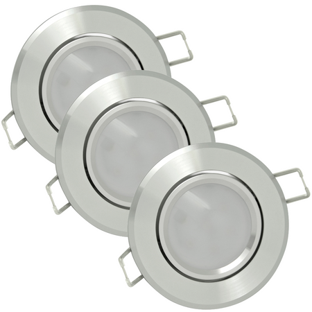 3x SUN OLAL vestavné stropní svítidlo. stříbrný lesklý hliník GOLDLUX (Polux) + LED GU10 3.5W