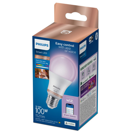 LED žárovka E27 A60 12,5W = 100W 1521lm 2200-6500K RGB + TW Smart SMART WiFi Bluetooth App WiZ Philips