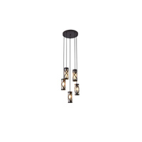 Stropní závěsné svítidlo 5 x E14 Brown Industrial Oberon Rabalux