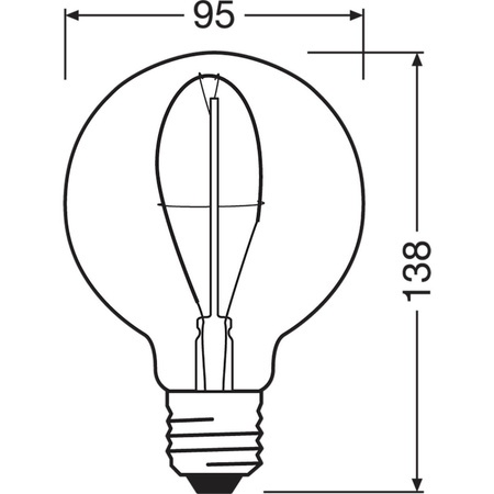 Dekorativní LED žárovka E27 G95 3.4W = 10W 100lm 1800K Teplá bílá 320° vlákno stmívatelné OSRAM Vintage 1906