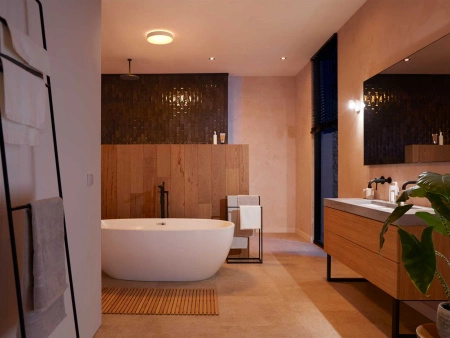 LED Plafond DEVERE Koupelnové stropní svítidlo bílé 19,2W 38cm IP44 CCT PHILIPS HUE Bluetooth + stmívač