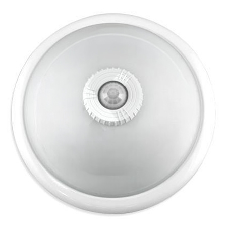 LED stropní svítidlo pro povrchovou montáž 2x E27 s PIR pohybovým senzorem bílé kulaté 30cm