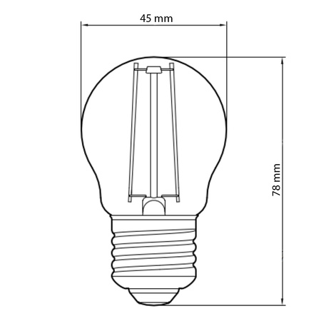 LED žárovka E27 G45 2,5W = 25W 250lm 2700K teplá bílá Filament TOSHIBA