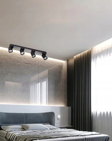 TIMO Stropní nástěnná lampa Nástěnná lampa Reflektor Pohyblivé halogenové svítidlo 4xGU10 černé kulaté LVT