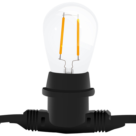 Venkovní zahradní girlanda světelný řetěz 15m 15xE27 + LED žárovky 2W 3000K Lumiled