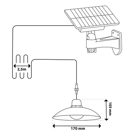 Solární LED venkovní lampa, 4000K IP44 + Dálkový ovladač HELIA LUMILED