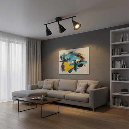 FIONA NÁSTĚNNÉ SVÍTIDLO. nástěnné svítidlo 3xE14 do stropu. BLACK GOLDLUX (Polux)