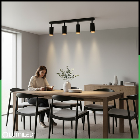 Reflektorové stropní svítidlo 4x GU10 ELIGIS Black LUMILED