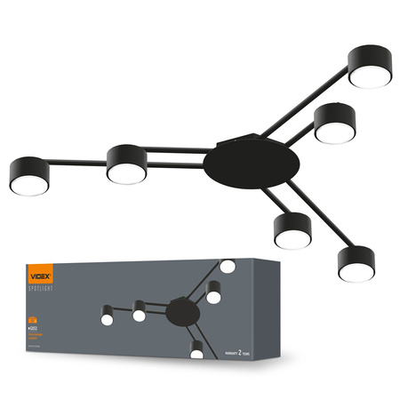 Stropní lustr 6x GX53 LED černý Moderní Videx