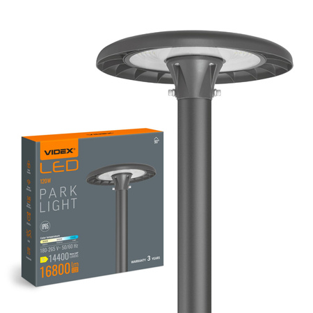 LED pouliční lampa Park Garden 120W 16800lm CCT 90° 0,53A černá VIDEX