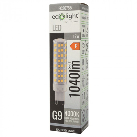 LED žárovka s paticí G9 12W 1040lm 4000K neutrální bílá Ecolight