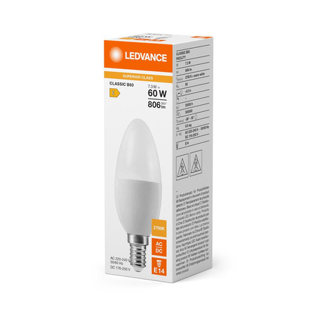 LED žárovka B37 E14 7,3W = 60W 806lm 2700K teplá bílá LEDVANCE