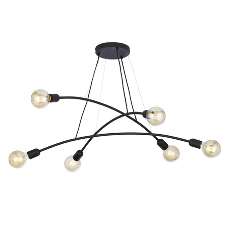 Závěsné stropní svítidlo HELIX BLACK Spider Lustr Black Loft 6xE27 2726 TK Lighting