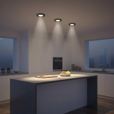 3x SUN OLAL GOLDLUX (Polux) vestavné pohyblivé stropní svítidlo. černý hliník + GU10 3.5W LED žárovka