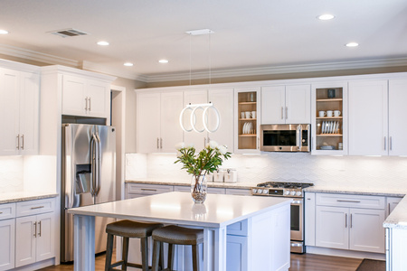 LED kamínkové závěsné stropní svítidlo 34W 3000K bílé GOLDLUX (Polux)