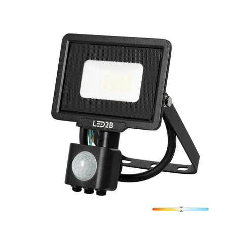 Venkovní LED reflektor 10W 800lm 4000lm Neutrální 120° se senzorem pohybu a soumraku IP65 černý MHC Kobi