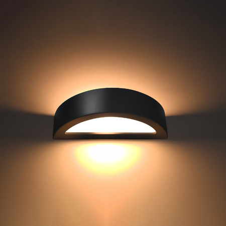 LED nástěnné svítidlo ATENA E27 Nástěnné svítidlo Semi-circular Ceramic Black SOLLUX