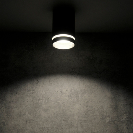 Povrchová montáž FABRI GU10 Tuba Spot Round Movable Black Glass Ring GOLDLUX