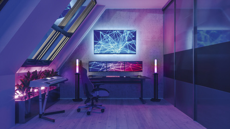 Chytrá LED stojací lampa 8W SMART+ WiFi RGB Music Function s dálkovým ovládáním Stmívatelné černé Moodlights LEDVANCE