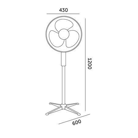 Podlahový ventilátor Stojanový větrný mlýn KOBI 45W 43cm černý