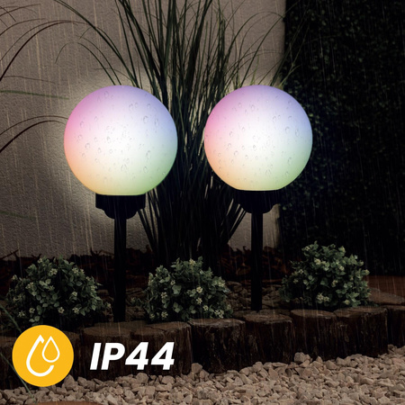 LED ATRIS Solární zahradní lampa poháněná nadzemní bílou koulí 20 cm RGB LUMILED