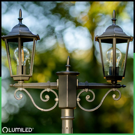 Venkovní zahradní lampa E27, LED sloupek lucerna 200cm BELLIS LUMILED