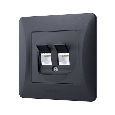 Dvojitá počítačová zásuvka RJ45 pod omítku černá BINERA VIDEX
