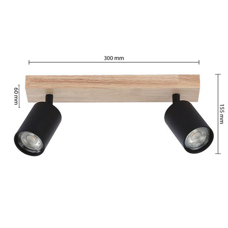 Bodové stropní svítidlo Tuba Reflektor Halogenové svítidlo 2x GU10 Pohyblivé Černohnědé Dabi Masterled