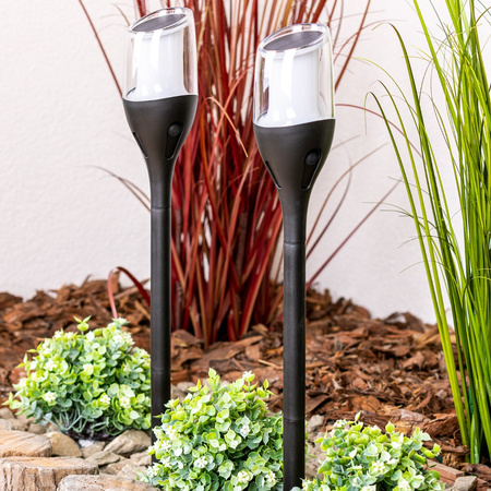 4x LED zahradní svítilna Solární tyč 60 cm Plamen Soumrakový senzor