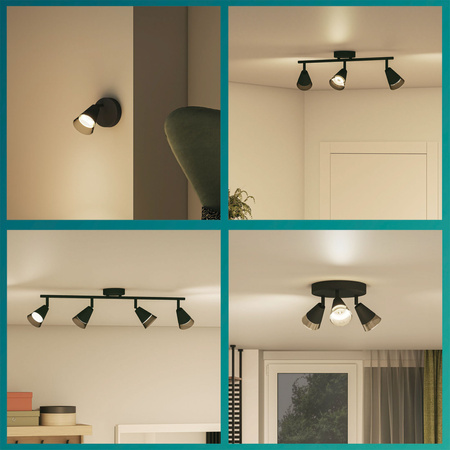 Stropní bodové svítidlo pro povrchovou montáž 2x GU10 Black Cleft Philips