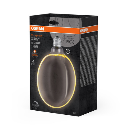 Dekorativní LED žárovka G183 Sphere E27 4W = 12W 110lm 1800K Warm 330° Smoke Filament Dimmable Vintage 1906 Osram