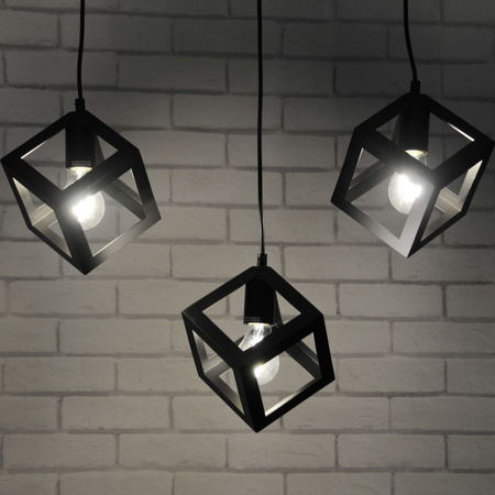 ŠVÉDSKO Stropní závěsná lampa 3x E27 převislá Dřevo Černá GOLDLUX (Polux)