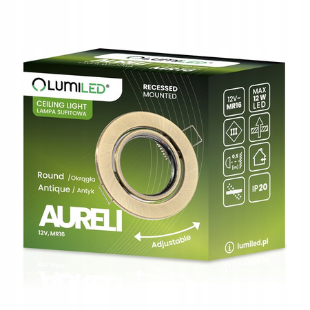 Halogenová Podhledové svítidlo GU10, MR16 Nastavitelná Kulatá Antický Plech AURELI LUMILED